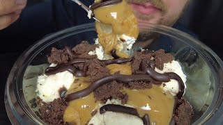 ASMR Eating SALTED CARAMEL and CHOCOLATE PROFITEROLE BOWL Eating Show Eating Sounds MUKBANG [upl. by Ahsilam]