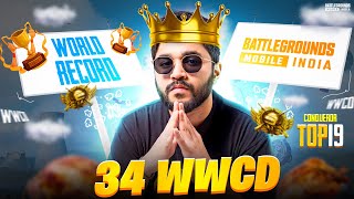 HOW I GOT WORLD RECORD 34 WWCD streak  😍😍Day 21 75 day challenge BGMI RANK PUSH w WILLY bgmi [upl. by Enyaz]