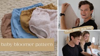 Teaching My Husband To Sew  Baby Bloomer Pattern  Beginner Sewing Tutorial [upl. by Honebein]