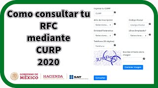 como SACAR el RFC por INTERNET 2020 con la CURP [upl. by Jennilee]