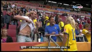 Josefine Öqvist quotuncensored versionquot changing shirt with german supporter [upl. by Goulet657]