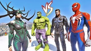 HOMEM ARANHA THOR e HULK vs HELA  GTA V Mods EPIC BATTLE  IR GAMES [upl. by Hagen174]