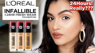 Loreal Infallible FRESH WEAR Foundation  FULL DAY Wear Test  BeautiCo [upl. by Nelag740]