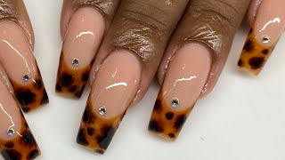 Easy Tortoise Shell Nail Art  Watch Me Work  French Gel Nails ft Daily Charme  Fall Nail Art 2021 [upl. by Hadeehsar]