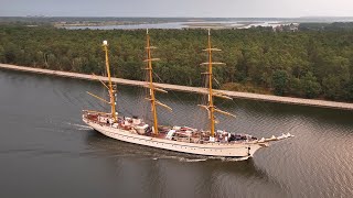 Erstanlauf GORCH FOCK in Swinemünde und Weiterfahrt im Kaiserkanal zur Sail 22 nach Stettin [upl. by Ecneitap]