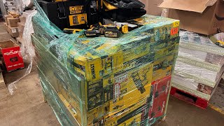 Unboxing a Pallet of Customer Returned DeWalt and Milwaukee Tools [upl. by Llarret]