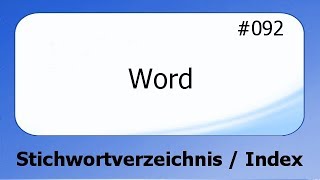 Word 092 Stichwortverzeichnis  Index deutsch HD [upl. by Bara]