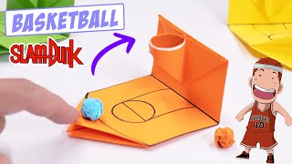 Easy Origami Mini toy Basketball Slam Dunk  Moving Paper toys pop it [upl. by Naitsyrk]