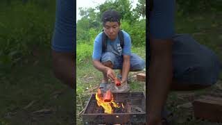 Outdoorfood SIMPLE BUT USEFUL Eat Hotdog In Forest camping outdoor bushcraf forest survival [upl. by Refinne613]