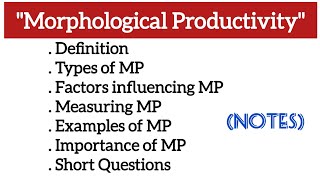 Linguistics Morphological Productivity ENG206 semesterfour pu [upl. by Eadie]