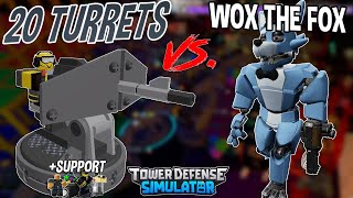 20 TURRETS VS WOX Tower Defense Simulator  ROBLOX [upl. by Gabler]