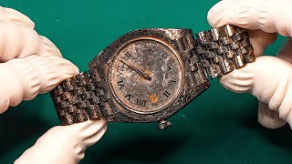 Burned Rolex Restoration 🔥 Unbelievable Before and After [upl. by Netsirhk]