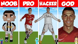 Minecraft CRISTIANO RONALDO STATUE HOUSE BUILD CHALLENGE  NOOB vs PRO vs HACKER vs GOD  Animation [upl. by Las]