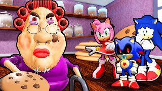 SONIC AND BABY SONICEXE AND AMY VS ESCAPE EVIL GRANNY IN ROBLOX [upl. by Euqirne]