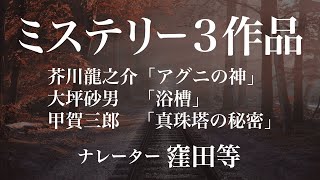 ミステリー3作品 窪田等朗読 芥川龍之介「アグニの神」／大坪砂男「浴槽」／甲賀三郎「真珠塔の秘密」 作業用BGMや睡眠導入 おやすみ前 教養にも 本好き 青空文庫 [upl. by Ecinnej]