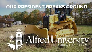 Alfred University President Runs Bulldozer [upl. by Kadner]