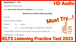 Notes on a Parttime Society IELTS Listening  IELTS Listening Practice Test 2023 With Answer ielts [upl. by Regen562]