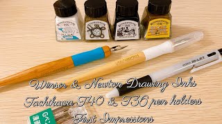 Winsor amp Newton Collection Drawing Ink Set  Tachikawa T40 amp T36 Comic Pen Holder with G Zebra Nib [upl. by Seltzer]