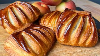 Recette des CHAUSSONS aux POMMES de boulanger avec la pâte à croissant [upl. by Holton]