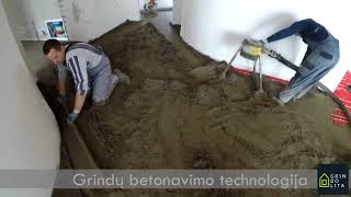 ŠILDOMŲ GRINDŲ BETONAVIMAS GRINDOLITA 8 606 80837 [upl. by Eixid]