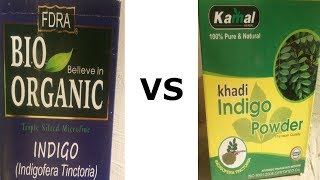 Bio Organic Indigo Powder Vs Khadi Indigo Powder Dye Hair Black NATURALLY w Henna amp Indigo Powder [upl. by Collette]