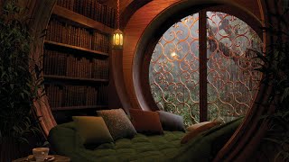 Cozy Reading Nook Ambience Heavy Rain on Window Sounds and Crackling Fire [upl. by Elysia426]