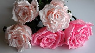 Róże z bibuły Crepe paper flowers  roses DIY [upl. by Butler]