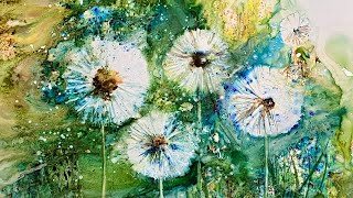 Brusho On Yupo Paper  Fun Dandelions Painting [upl. by Imeon877]