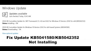 Fix Update KB5041580KB5042352 Not Installing In Windows 10 PC [upl. by Eireva]