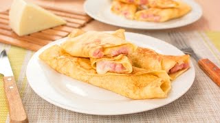 Crepes Salados CASEROS Rellenos de Jamón y Queso  Cenas Rápidas Fáciles y Económicas [upl. by Enoyrt]