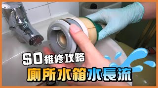 座廁水長流？師傅公開0成本DIY解決方法｜TLM家居維修101｜Today Learn More 不學無術｜座廁漏水問題｜水箱漏水出水｜馬桶水長流 [upl. by Kyte]