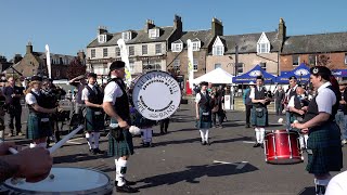 High Road to Linton by Newtonhill Pipe Band at 2023 Stonehaven Feein market Aberdeenshire Scotland [upl. by Enortna]