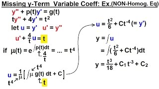 Differential Equation  2nd Order 63 of 84 Missing yTerm w Variable Coeff NONHomog [upl. by Eihtur]