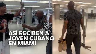 Cubano en Miami recibe a pariente con especial sorpresa [upl. by Willmert]