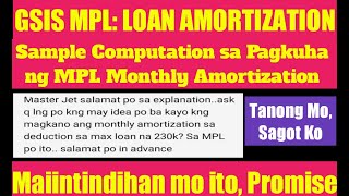 GSIS MPL Monthly Amortization Sample Computation  MasterJet [upl. by Morey416]