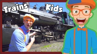 Trains for Children with Blippi  Steam Train Tour [upl. by Leclair]