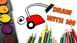 🎨 HOW TO DRAW a Simple VACUUM CLEANER  Fun Tutorial for KIDS  Cartoon Hoover COMES TO LIFE Movie [upl. by Aitam]