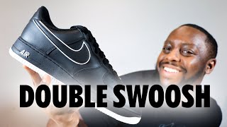 Air Force 1 Black White Double Swoosh On Foot Sneaker Review QuickSchopes 578 Schopes DV0788 002 [upl. by Bozuwa968]