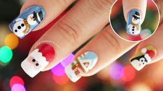 Decoración de uñas navidad MUÑECO DE NIEVE  Snowman nail art [upl. by Tito108]