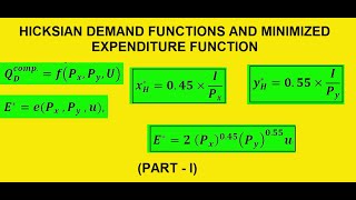 Hicksian Demand Function and Minimized Expenditure FunctionPartI [upl. by Torhert]