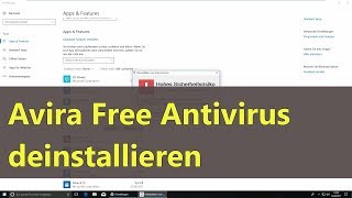 Avira Free Antivirus deinstallieren [upl. by Ahseek415]