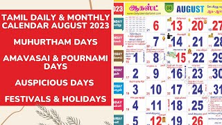 Tamil Calendar August 2023  Holidays Muhurtham Auspicious Date amp More [upl. by Neille]