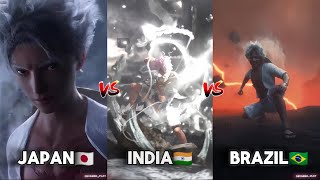 Monkey D Luffy Live Action  Japan 🇯🇵 Vs India 🇮🇳 Vs Brazil 🇧🇷  One Piece  Anime Live Action [upl. by Milewski]