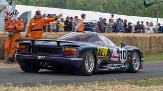 1991 Jaguar XJR15 w 60 liter NA V12 driving at Goodwood FOS [upl. by Eeldarb]