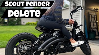 Scout Bobber fender delete pt1  StreetPilot subframe plate [upl. by Ierbua344]