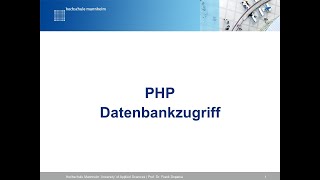 PHP Datenbankzugriff [upl. by Eadith493]