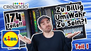 LIDL Verkauft Einen 174teiligen KünstlerMalkoffer  für 39 99€ Teil 1 flüssige Farben Crelando [upl. by Appolonia]