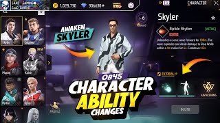 Skyler Back 💥 Characters Ability Changes In New Ob 45 Update Free Fire  Character Ability Rework [upl. by Westley496]