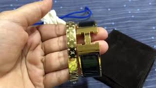 Hermes Clic Clac H Bracelet vs Louis Vuitton Nanogram Cuff [upl. by Sudnak38]