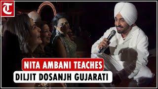 AnantRadhikas prewedding bash Diljit Dosanjh takes Gujarati lessons from Nita Ambani [upl. by Alliuqaj887]